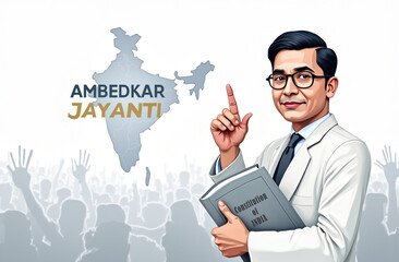 Illustration/Banner for Ambedkar Jayanti. Ambedkar Jayanti is celebrated on April 14th on the birth anniversary of Dr. B.R. Ambedkar (1891–1956), the chief architect of the Indian constitution.