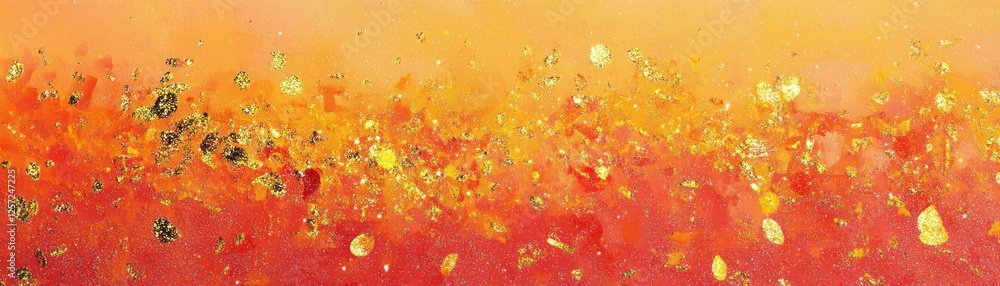 Aufkleber abstract artwork featuring a warm gradient with gold leaf specks