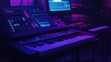 Synthwave Studio Night: Electronic Music Production Setup