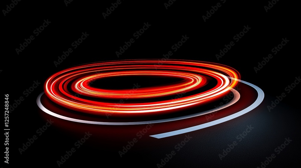 Poster dynamic light trails creating circular patterns on dark background