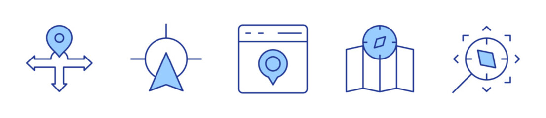browser, compass, discover, direction, north. Navigation Icon vector illustration. Line Duotone style. Editable stroke