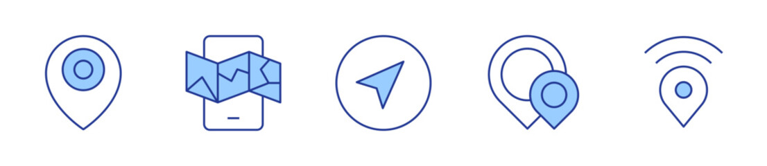 location, mobile map, navigator, navigation. Navigation Icon vector illustration. Line Duotone style. Editable stroke