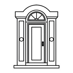 Line art vector illustration of a front door3.eps