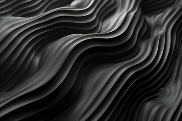 Obraz premium Black abstract background design. Modern wavy line pattern (guilloche curves) in monochrome colors. Premium stripe texture for banner, business background. Dark horizontal template