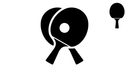 Ping Pong emblem, black isolated silhouette