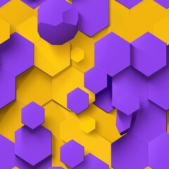 Purple hexagon shape, yellow background