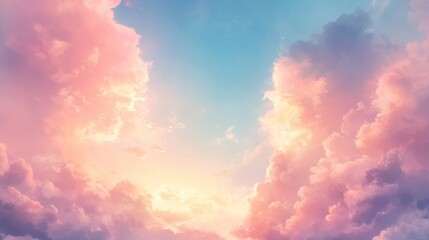 Vibrant Sunset Sky with Soft Clouds Reflecting Warm Colors