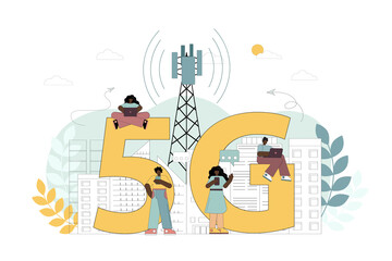 5G wireless network technology. Vector illustration on white background