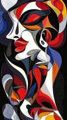 Abstract Portrait of Two Women Showcasing Diversity and Connection