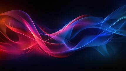 Naklejka premium Colorful abstract waves flow smoothly against a dark background