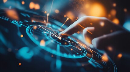 Close Up of Clock Hands Shifting Forward with Digital Effects