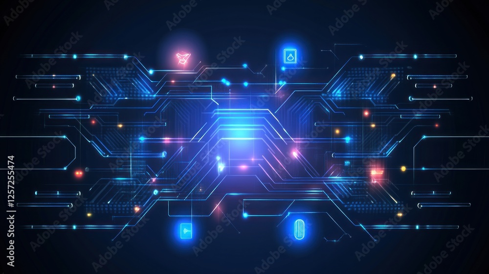 Aufkleber Glowing circuit board design symbolizing complex technological processes