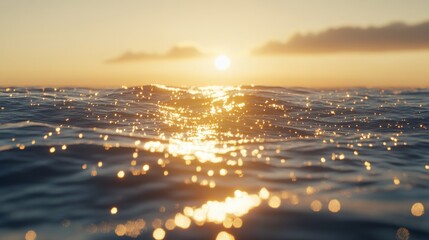 Obraz premium Warm Sunset Over Ocean Waters with Sparkling Reflection