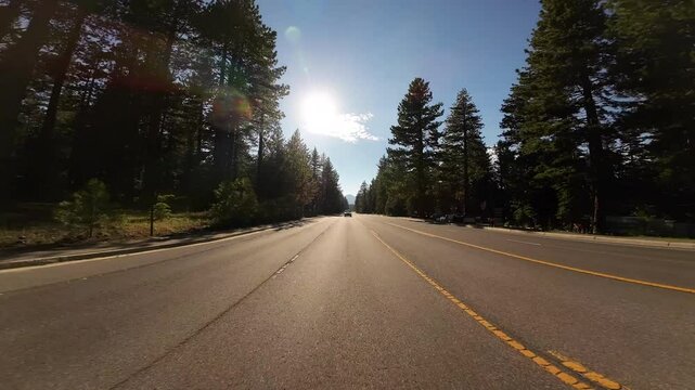 Lake Tahoe South Shore Camp Richardson 89 Southbound 02 Rear View Driving Plates California USA Ultra Wide