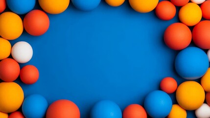 Colorful Round Objects on Blue Background Suitable for Design Use