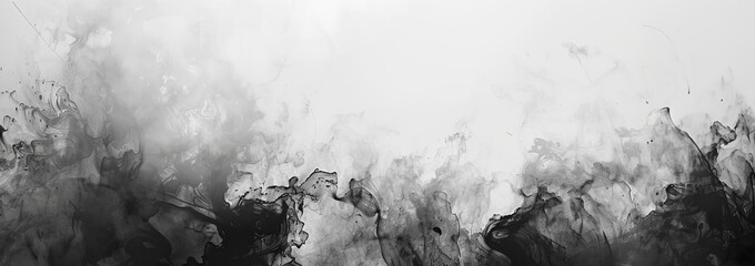 Dramatic Black Ink Spreads In Water Creating Unique, Abstract Shapes Against A Bright Background, Ideal For Texture Or Background Use.