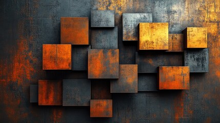 Rusty metal cubes wall texture background design (1)