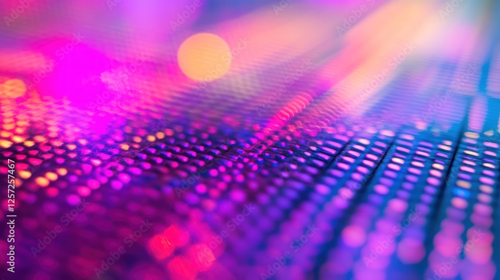 Poster Abstract depiction of vibrant pixelated grid with bokeh elements
