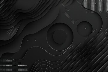 Minimal geometric black gradient background. Dynamical shapes, forms, line composition. Abstract dark flat banner. Business creative fluid presentation party backdrop. Memphis Black Friday Sale BG