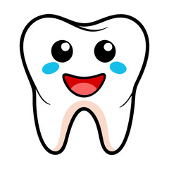 Happy Tooth Vector Illustration for Dental Care, Oral Health, and Adorable Cartoon Design
