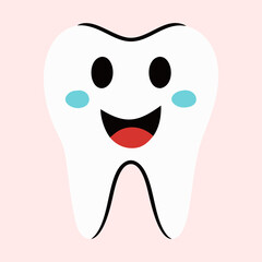 Happy Tooth Vector Illustration for Dental Care, Oral Health, and Adorable Cartoon Design
