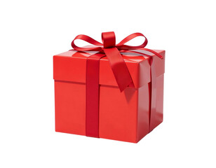 Obraz premium red gift box with ribbon