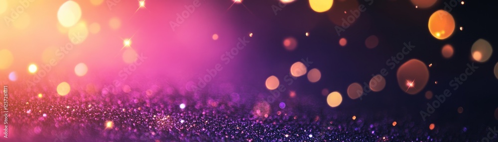 Poster Sparkling glitter and bokeh lights create a vibrant abstract background
