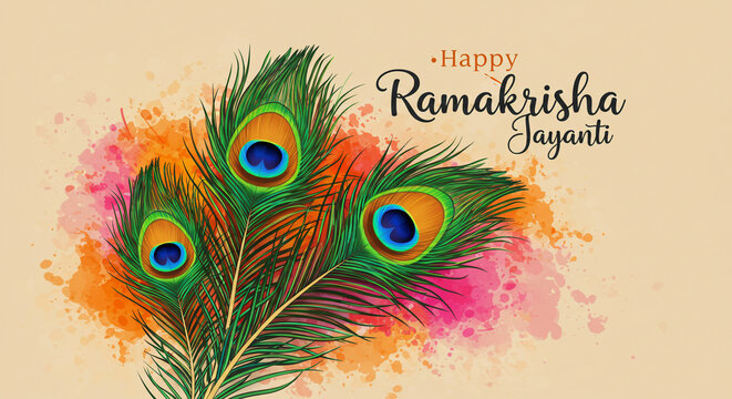 Peacock Feather with Color Splash for Ramakrishna Jayanti
