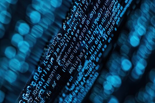 Abstract computer code display with blurred background