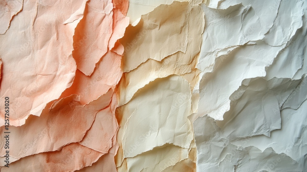 Poster torn and layered paper creates a textured abstract background