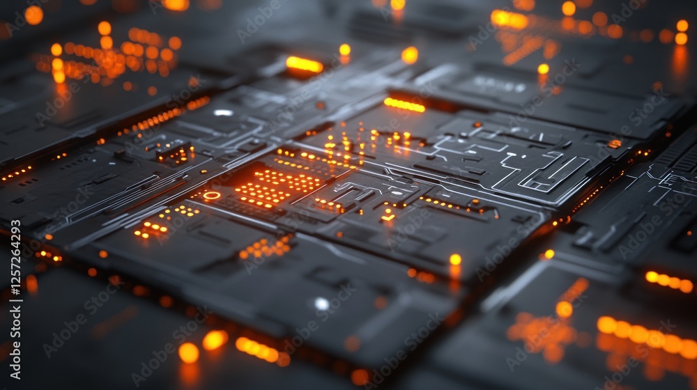 Poster Abstract futuristic motherboard showing technological advancement and circuit complexity
