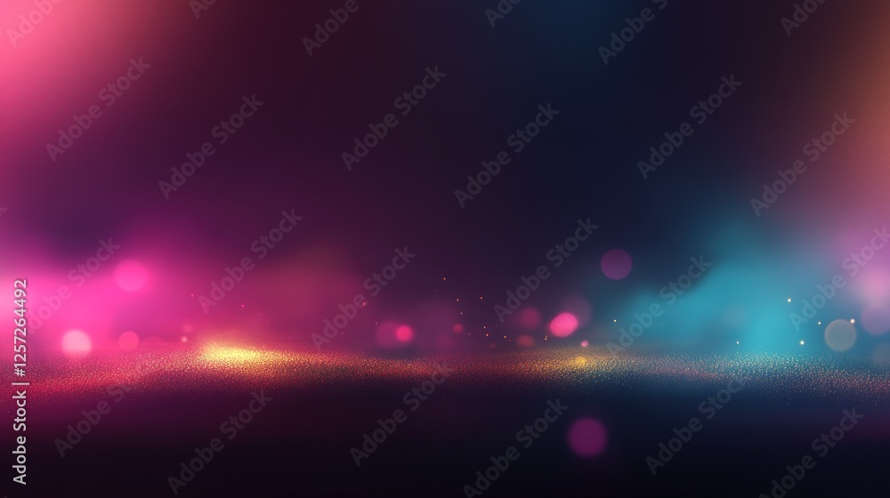 Poster abstract colorful light particles against a blurred dark background