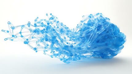 Fototapeta premium A 3D rendering of a blue wire connecting to a digital cloud, symbolizing cloud storage and data technology