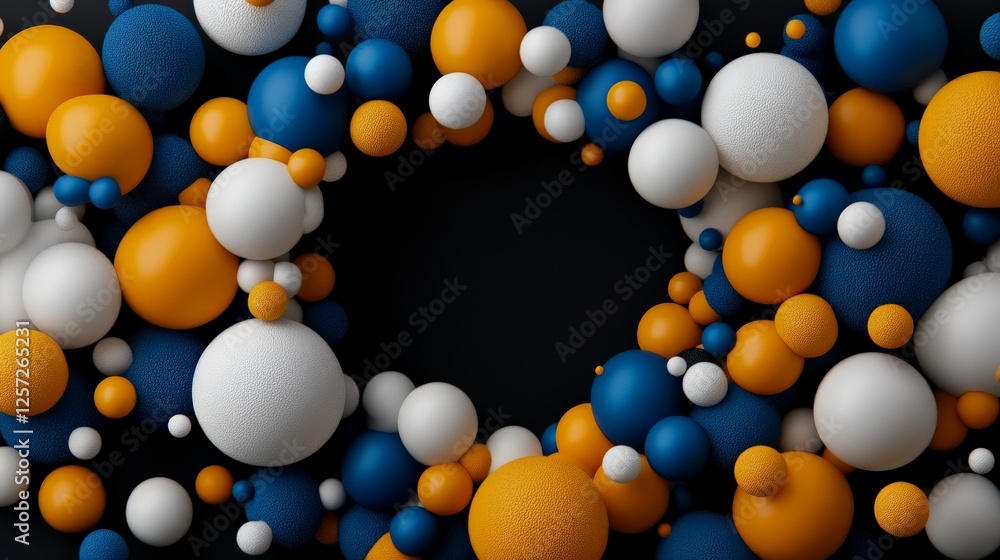 Poster colorful abstract composition of floating spheres in various sizes