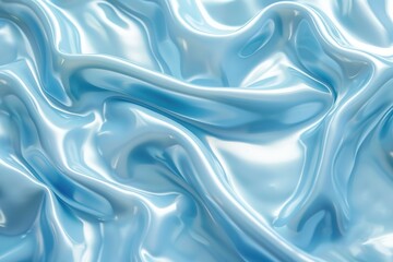 Fototapeta premium Liquid pastel blue wavy plastic texture. Wrinkle silicone sheet. Wrinkle background.