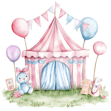 recommend clip art: Circus Tent clipart Digital watercolor clipart Detailed illustration