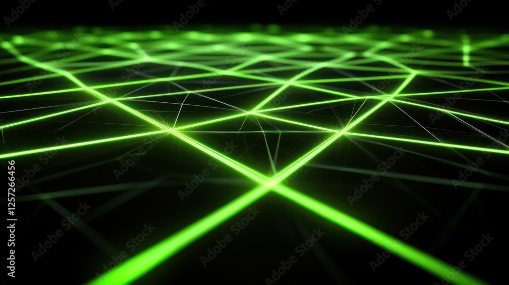 Aufkleber an abstract representation featuring interconnected glowing green lines on black