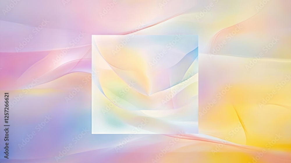 Poster abstract pastel background with flowing smooth lines and square shape
