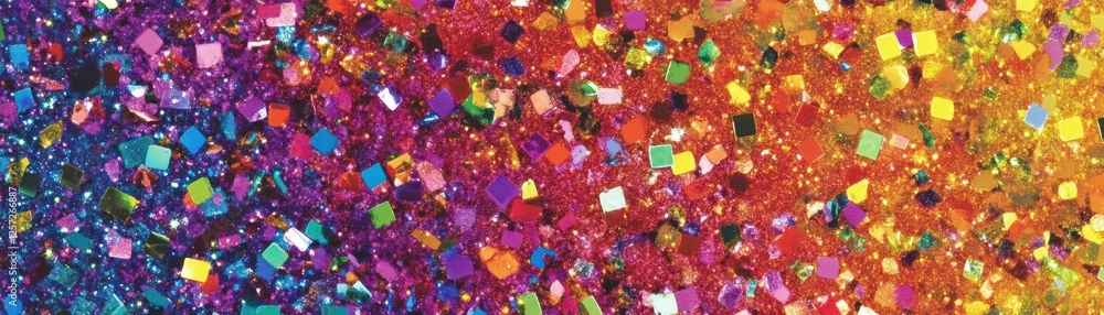 Poster an abstract vibrant glitter background showing various shapes and colors