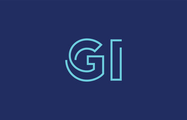 Illustration of creative typography featuring stylized letters G and I with a minimal blue color theme, suitable for branding and graphic design inspiration.