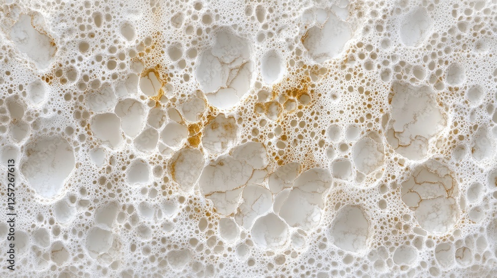 Poster close up image shows a dense foam like bubbly texture