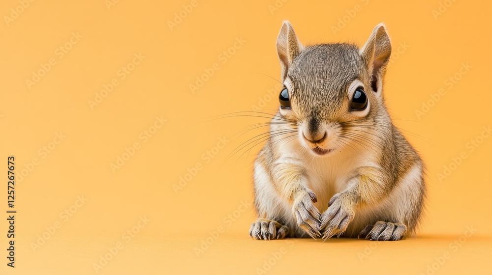 Poster Portrait of a squirrel with an orange background