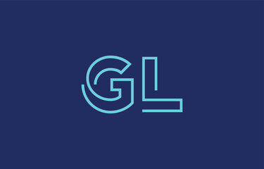 Obraz premium Illustration of creative typography featuring stylized letters G and L with a minimal blue color theme, suitable for branding and graphic design inspiration.
