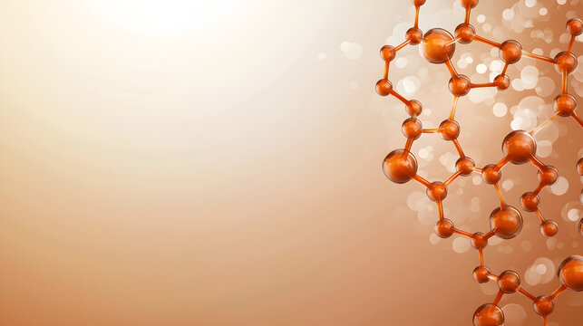 Clean Energy An abstract representation of molecular structures with a warm orange color palette and blurred background, suggesting themes of science and chemistry.