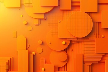 Orange abstract background with 3d geometric shapes. orange abstract geometric background with basic shapes. Abstract orange background. Geometric element design with gradient decoration.