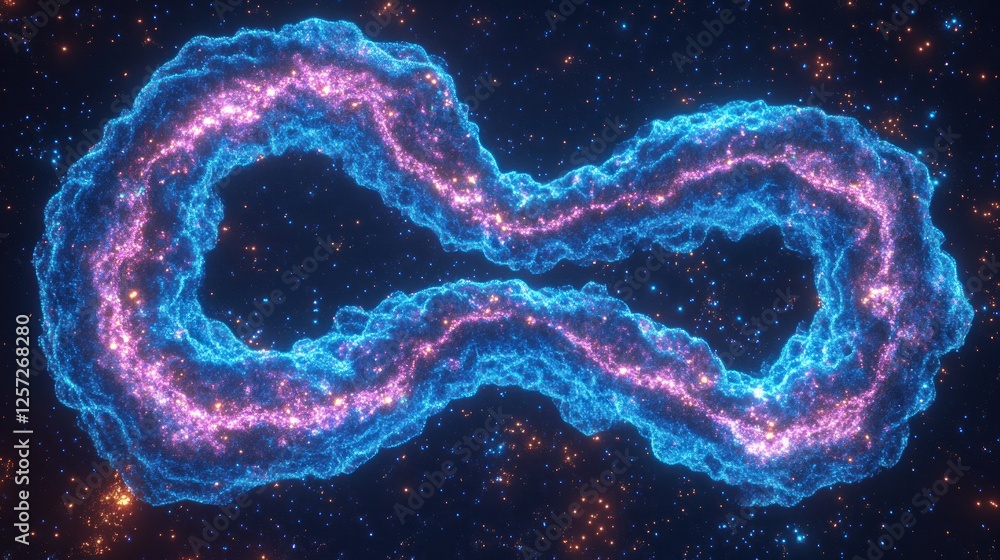 Poster nebula forms an infinity symbol in a starlit expanse
