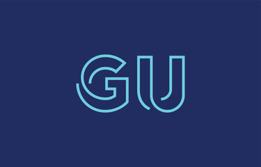 Illustration of creative typography featuring stylized letters G and U with a minimal blue color theme, suitable for branding and graphic design inspiration.