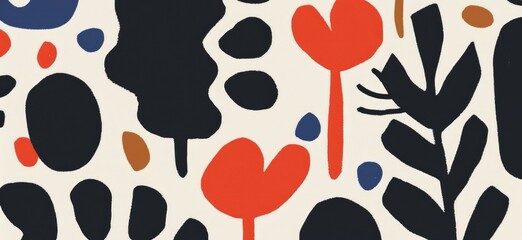 Fototapeta premium Abstract Floral Pattern: Bold Colors and Organic Shapes