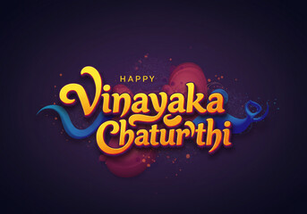 Elegant Golden Happy Vinayaka Chaturthi on Dark Background