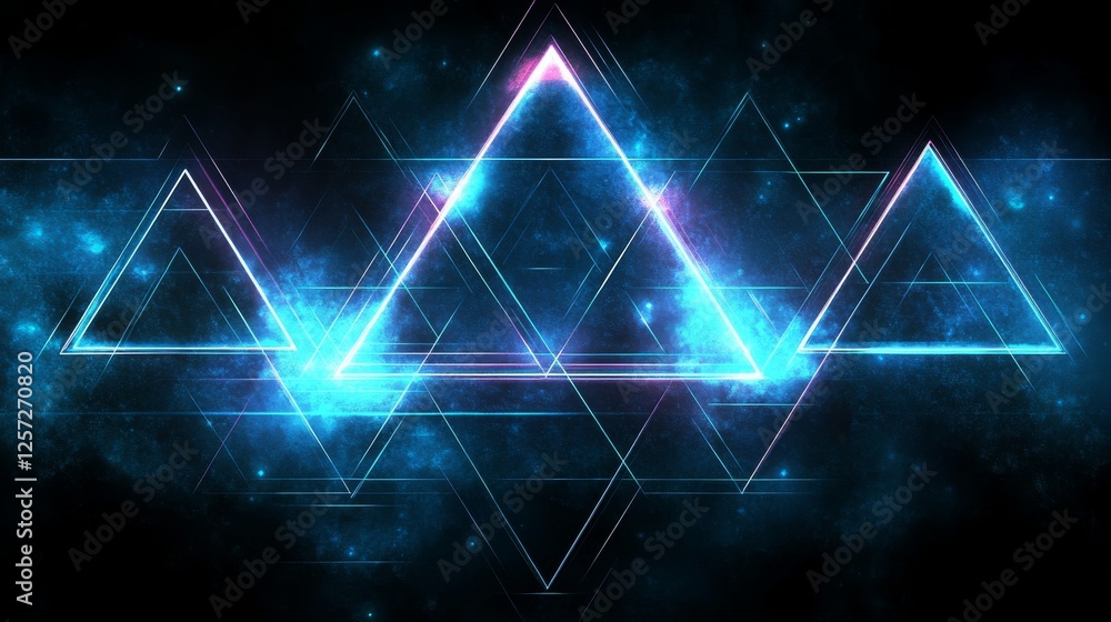 Aufkleber abstract image of glowing triangles against a nebula background